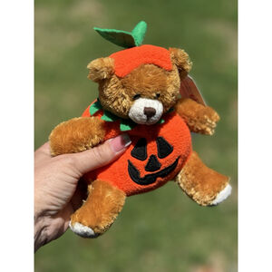 Plushland 7" Halloween Pumpkin Teddy Bear American Heart Assoc Plush Works!!!!